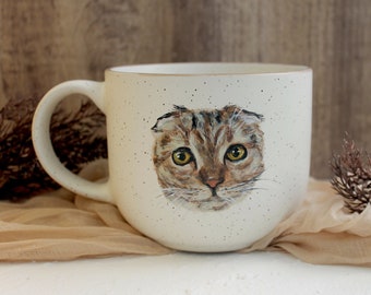 Custom Pet portrait Mug 16oz,realistic hand painted pet painting,cat dog portrait,gift for coffee lover pet lover,animal painting on ceramic