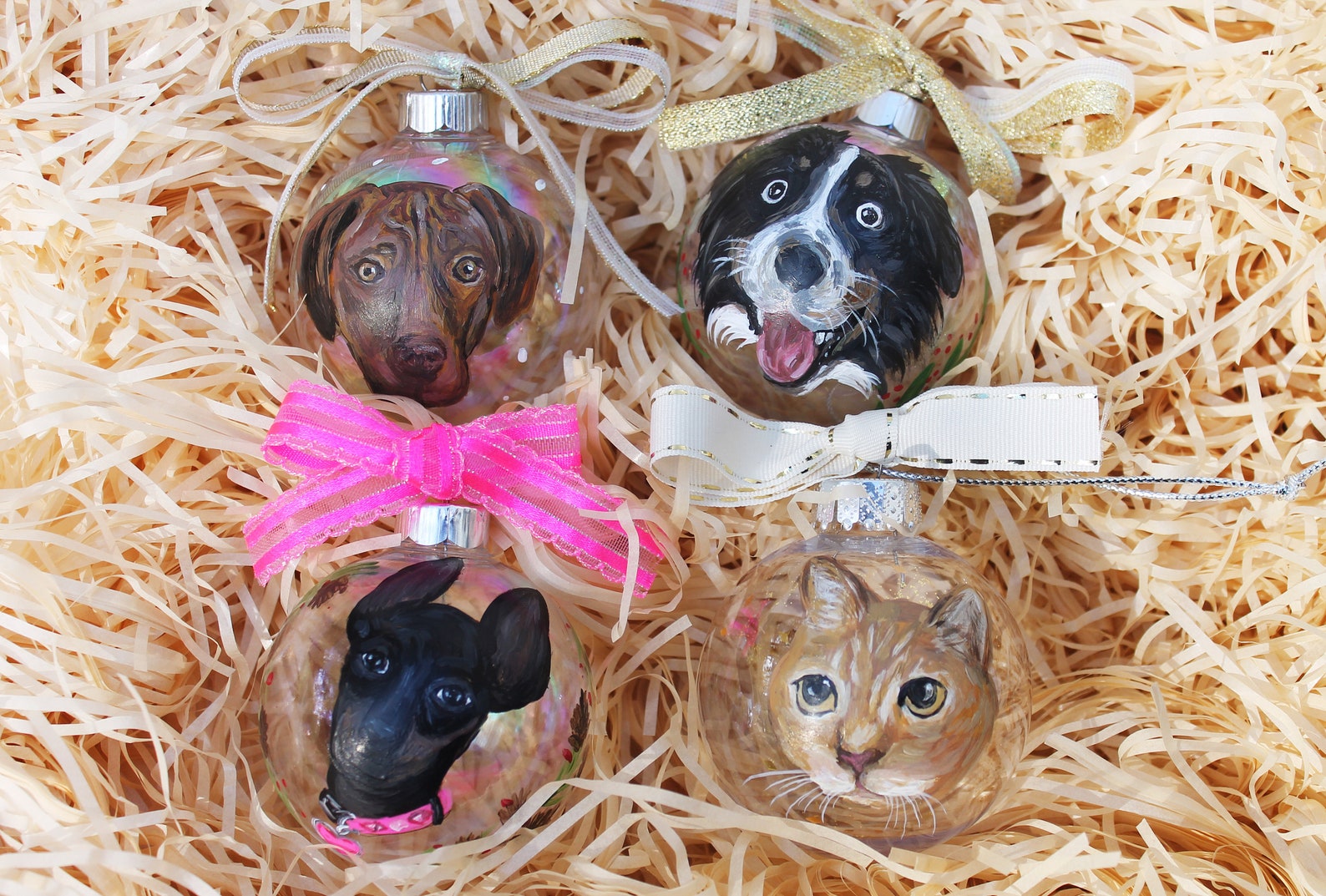 Custom Pet Portrait Ornament Hand Painted Christmas Ornament Etsy