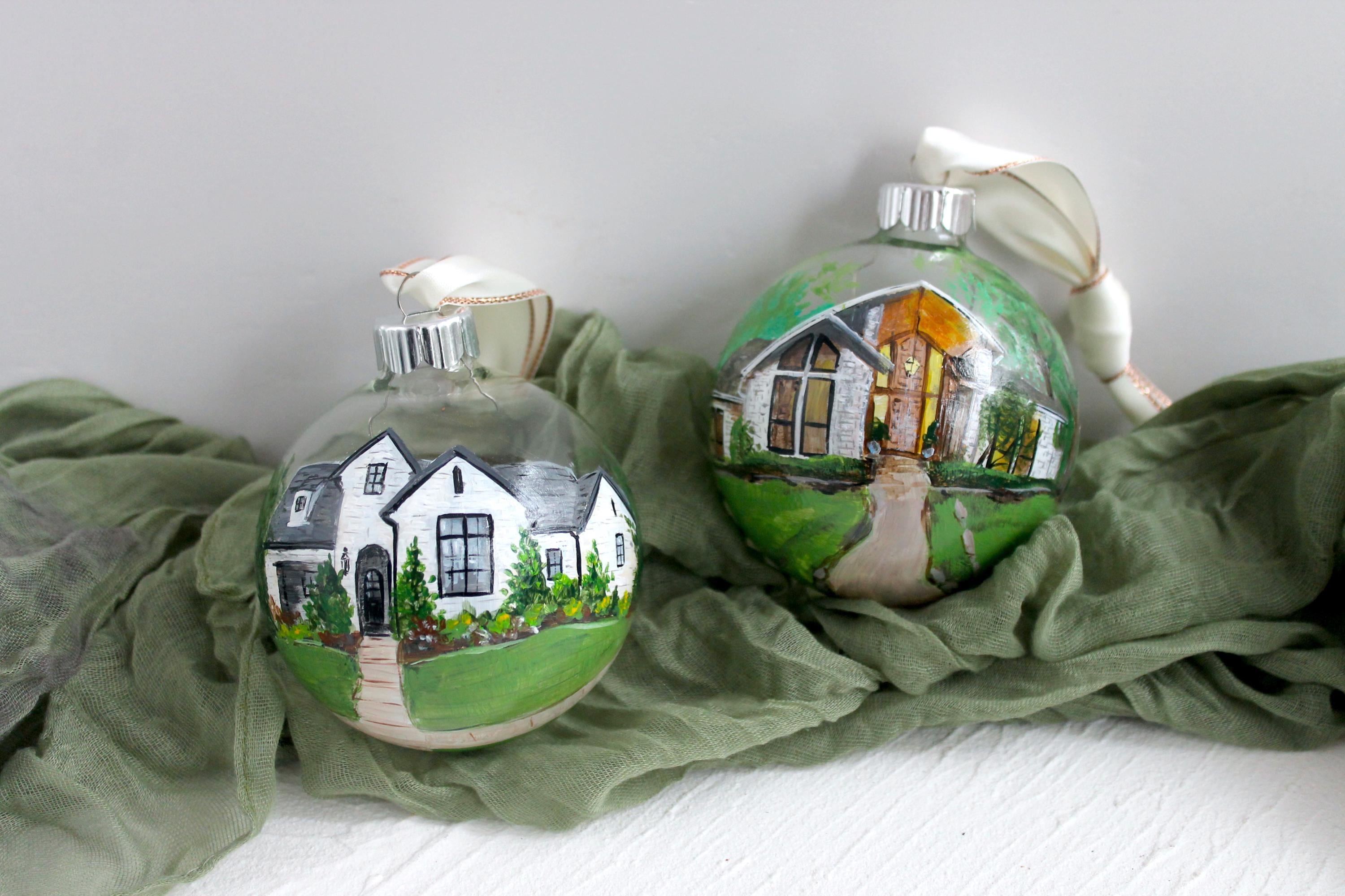 Ornement De Maison Personnalisé-Portrait La Peinture-Choix D'etsy-Cadeau Pendaison Crémaillère-Nouvelle Maison-D'abord Maison-Cadeau
