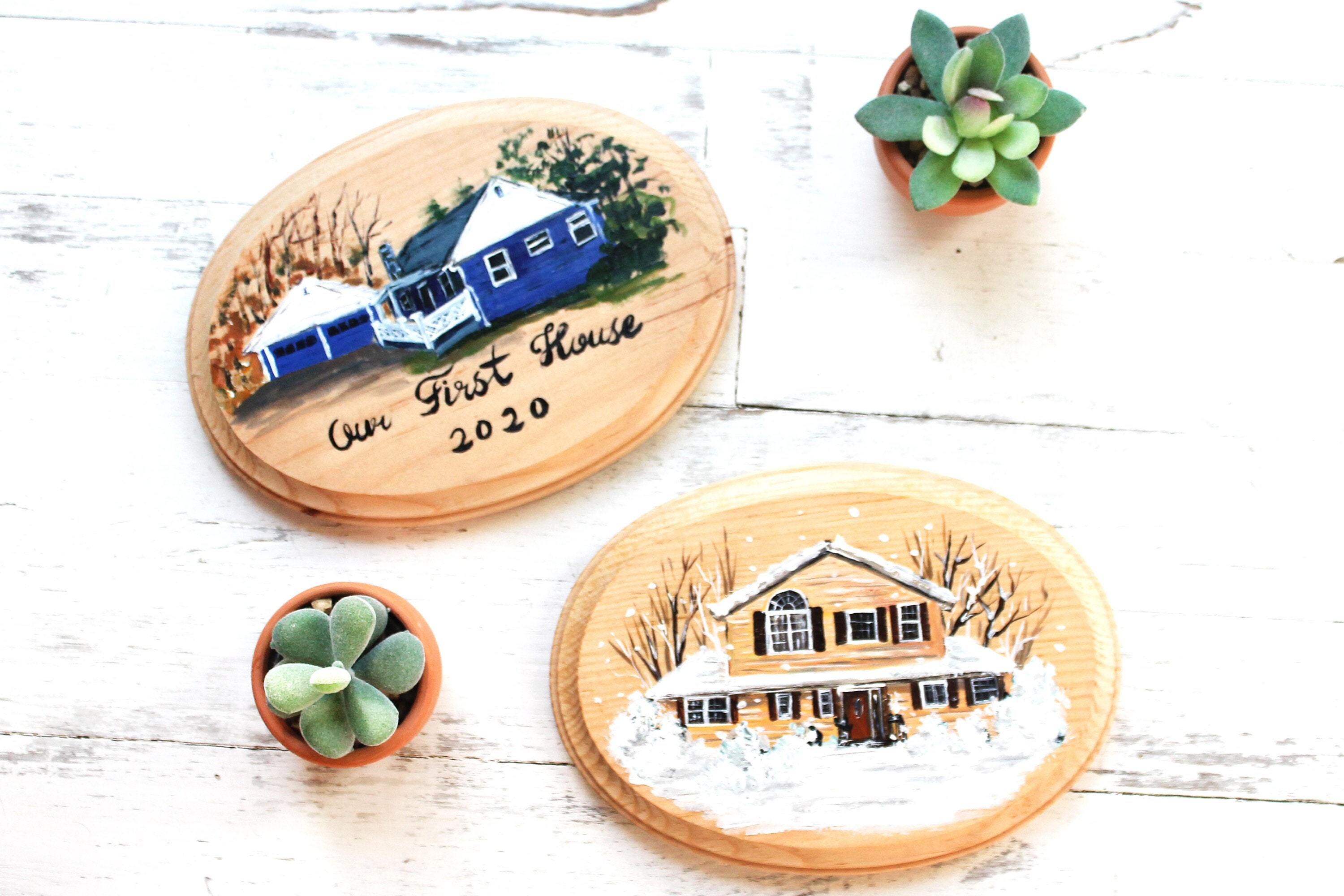custom House painting on wood,HouseWarming gift,custom home portrait,hand painted from picture,personalized Realtor closing gift wood plaque