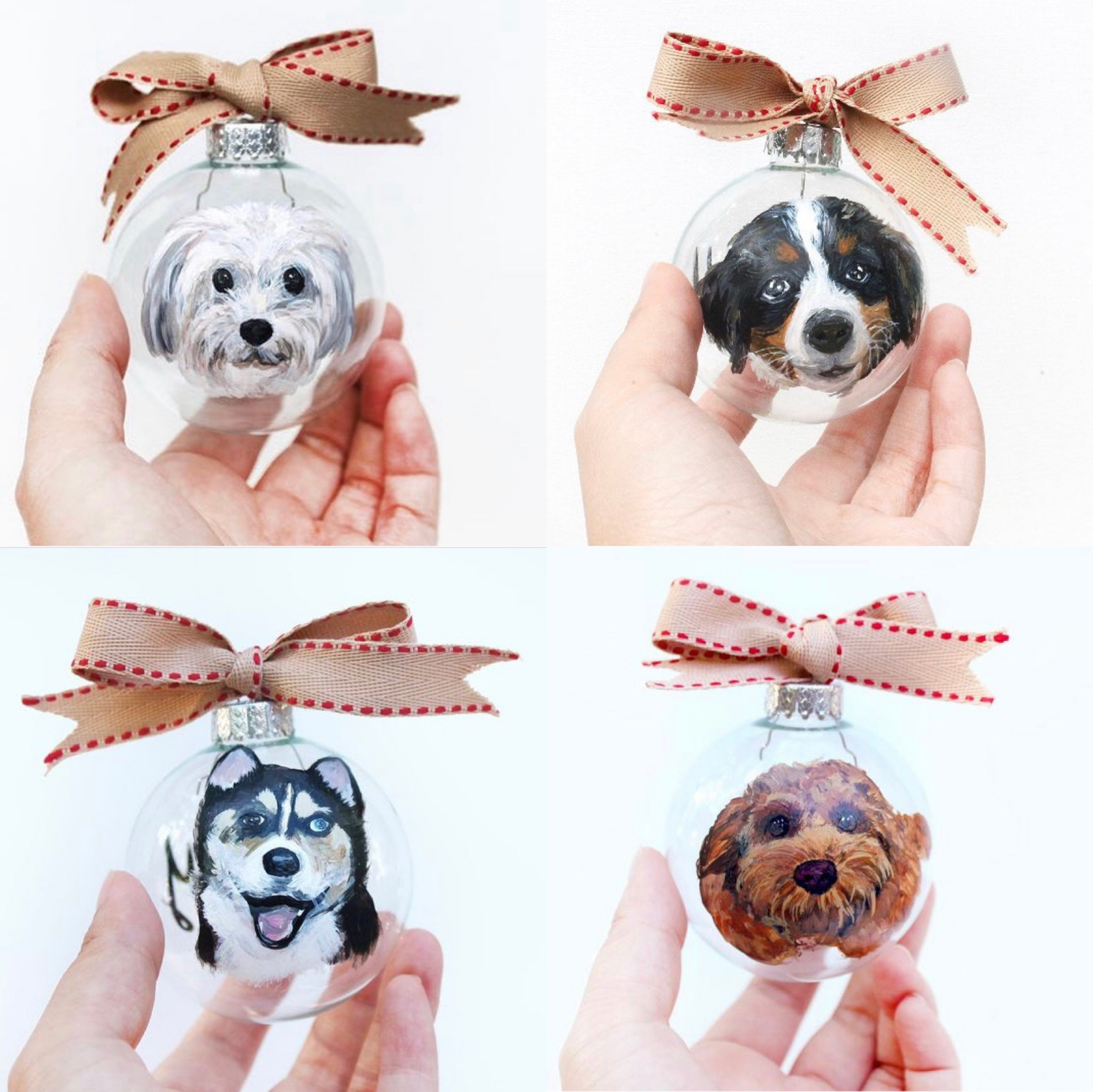 Custom Pet Portrait Ornament Hand Painted Christmas Ornament Etsy