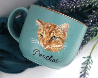 Custom Pet portrait Mug 16oz,realistic hand painted pet painting,cat dog portrait,gift for coffee lover pet lover,animal painting on ceramic