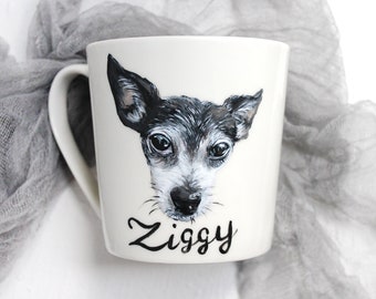 Custom Pet portrait Mug 16oz,realistic hand painted pet painting,cat dog portrait,gift for coffee lover pet lover,animal painting on ceramic