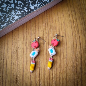 Polymer Clay Earrings | Clay Earrings | Pencil Earrings | Teacher Earrings | Back to School