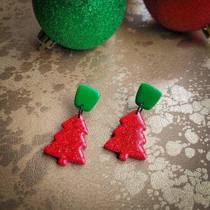 Polymer Clay Earrings | Christmas Clay Earrings | Christmas Tree | Christmas Tree Earrrings