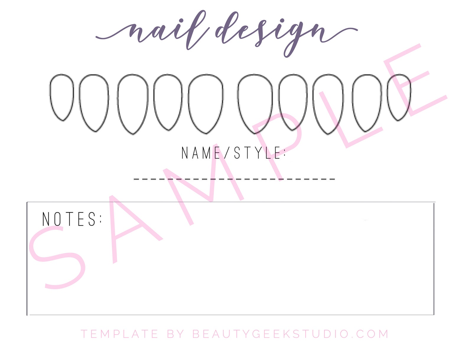 Almond Nail Template Almond Nail Template
