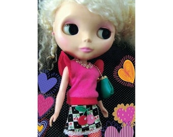 Gonna semplice NEO Blythe - Modello PDF vintage e tutorial di cucito per la bambola Blythe - Vestiti Blythe - Istruzioni facili - Download digitale - PDF