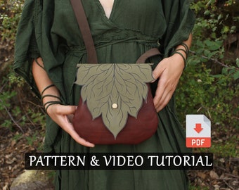 Leaf Shoulder Bag PDF Tutorial | Leather Pattern | Vegan Leather | Fairy Stash Bag | Renaissance Fair Bag | DIY Leaf Purse | Cottagecore Bag