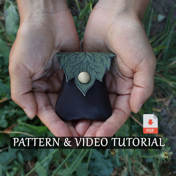 Leafy Necklace Pouch PDF Tutorial | Leather Pattern | Vegan Leather | Elf Stash Bag | Renaissance Fair Garb | DIY Leaf Pocket | Fairy Bag