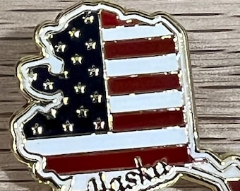 Pin de solapa del estado de Alaska Bandera de EE. UU. Patriota de EE. UU. Política