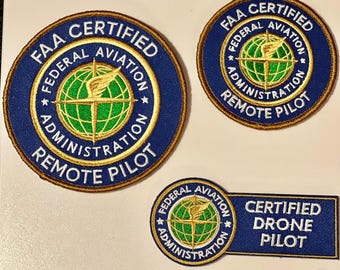 Juego de 3 parches de piloto de drones certificados por la FAA (con cierre de velcro o para coser), nueva edición, 3 tamaños