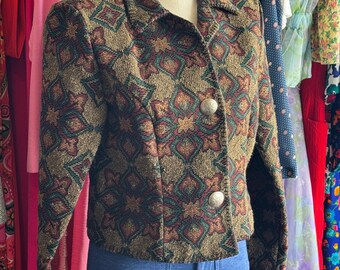 Chaqueta corta con estampado de flores de cactus de los años 90