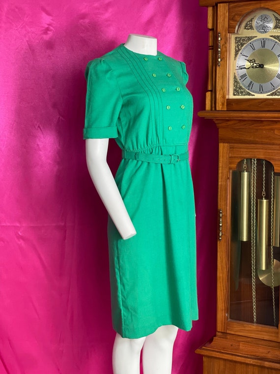 Vintage 1970s Green Secretary Dress