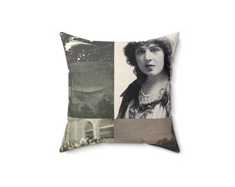 Cojín decorativo cuadrado con diseño de collage vintage