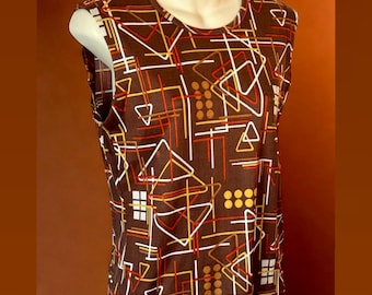 Vintage 1970s Tank Top, geometrisch, Herren, Retro, Groovy, 70er Jahre