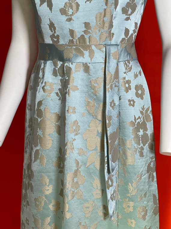 Vintage 1960’s Blue and Gold Floral Dress - image 7