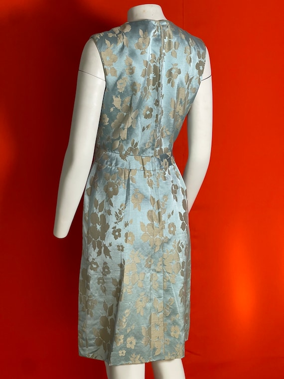 Vintage 1960’s Blue and Gold Floral Dress - image 2