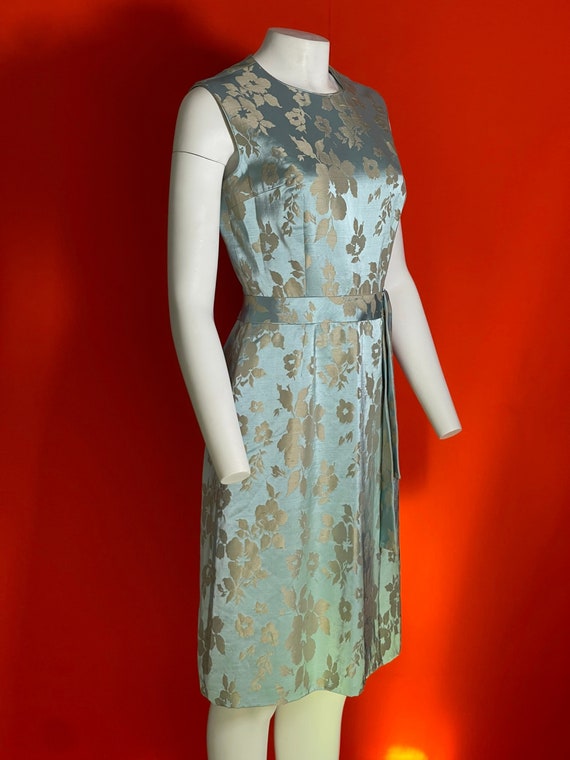 Vintage 1960’s Blue and Gold Floral Dress - image 1