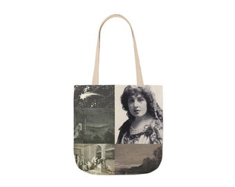 Bolso de mano con retrato tipo collage antiguo / Bolso de lona / Bolso de arte vintage