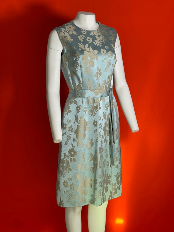 Vintage 1960’s Blue and Gold Floral Dress - image 9