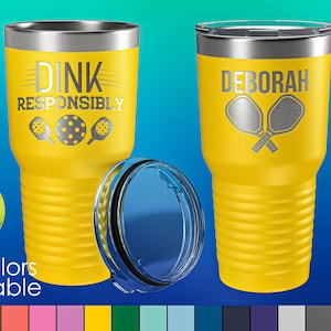 Dink Responsibly Pickleball - Custom Laser Engraved 30oz Polar Camel Double Wall Tumbler - Player Sports Bottle