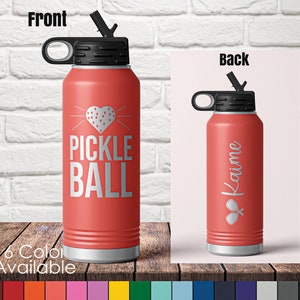 32 oz Pickleball Heart Sports Bottle- Custom Laser Engraved Polar Camel Double Wall Water Bottle