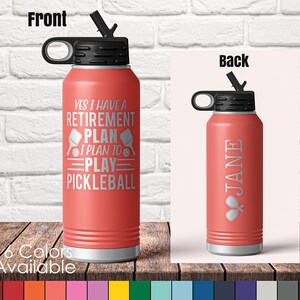 32 oz Pickleball Retirement Plan- Custom Laser Engraved Polar Camel Double Wall Water Bottle