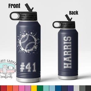 32 oz Baseball Player Sports Bottle - Custom Laser Engraved Polar Camel Double Wall Water Bottle No Spill | Break Grunge Team Coach Gift