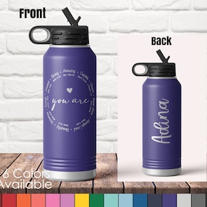 32 oz You Are Inspirational Bible Verse Sports Bottle - Custom Laser Engraved Double Wall Water | Religious Tumbler Corinthians