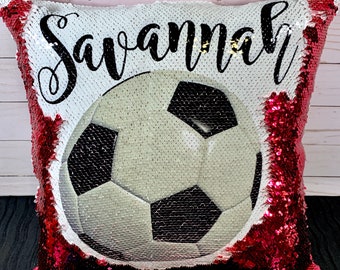 sequin soccer pillow