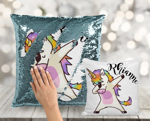 Dabbing Unicorn Custom Sequin Pillow INCLUDES INSERT CUSHION