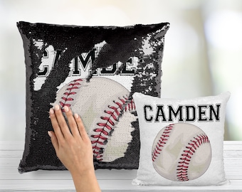 Baseball Custom Sequin Flip Pillow INCLUDES INSERT Mermaid Flip Cushion Two Tone Watercolor Mermaid Pillow