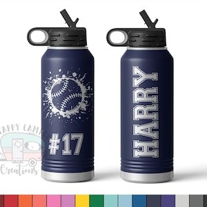 32 oz Baseball Player Sports Bottle - Custom Laser Engraved Polar Camel Double Wall Water Bottle No Spill | Break Grunge Team Coach Gift