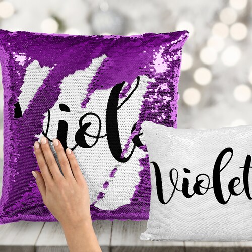 personalized sequin name pillow