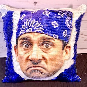 Prison Mike - &quot;Mermaid&quot; Pillow WITH INSERT- The Office Inspired- Sequin Flip Pillow- Michael Scott