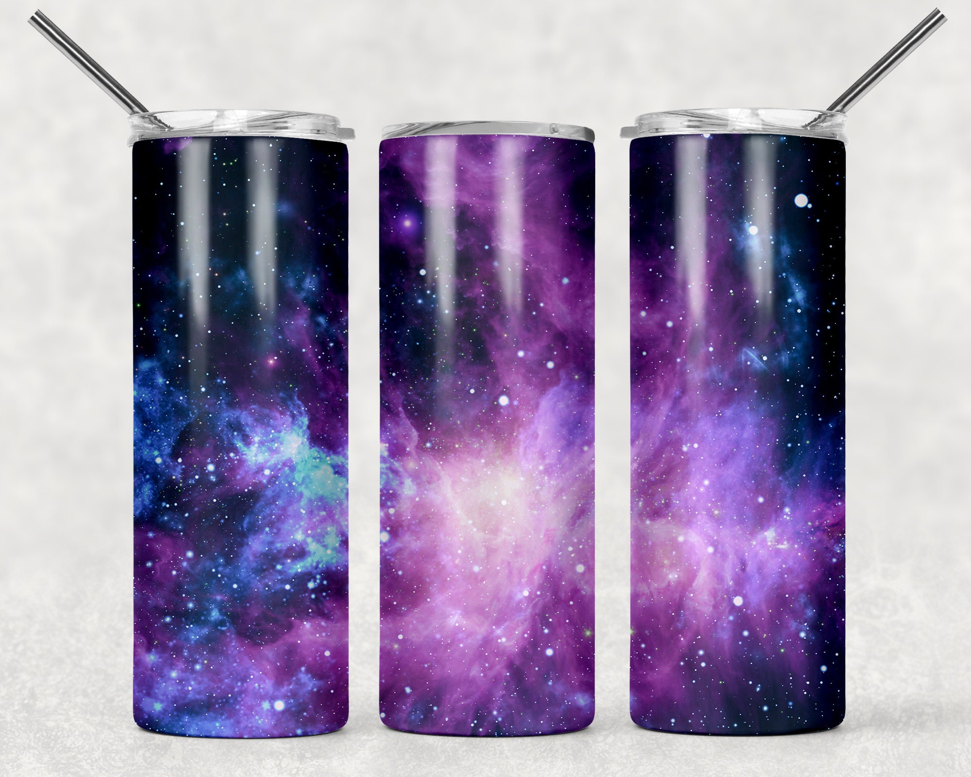 Purple Galaxy Glitter 20oz Skinny Tumbler - Double Wall Stainless