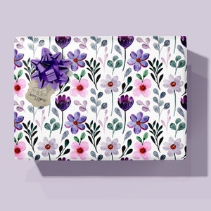 Purple Daisies Flowers XL 28&quot;x120&quot; Wrapping Paper | FREE Shipping | Birthday Christmas | Lavender Daisy Floral Gift Wrap by the Roll