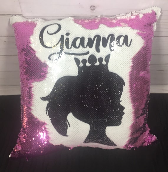 Princess Silhouette Custom Mermaid Flip Sequin Pillow Mermaid Silhouette