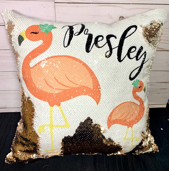 Sequin clearance flamingo pillow
