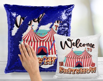 funny reversible sequin pillow