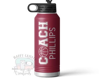 Basketball Coach Sports Bottle - Custom Laser Engraved Polar Camel Double Wall Water Bottle Non Spill Tumbler
