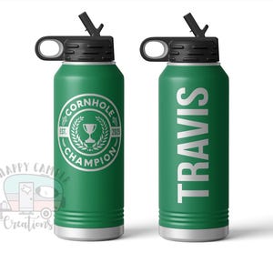 Corn Hole Champion Sports Bottle | Tournament Trophy Award - Custom Laser Engraved Polar Camel Insulated Water Bottle | Bag Toss Gift