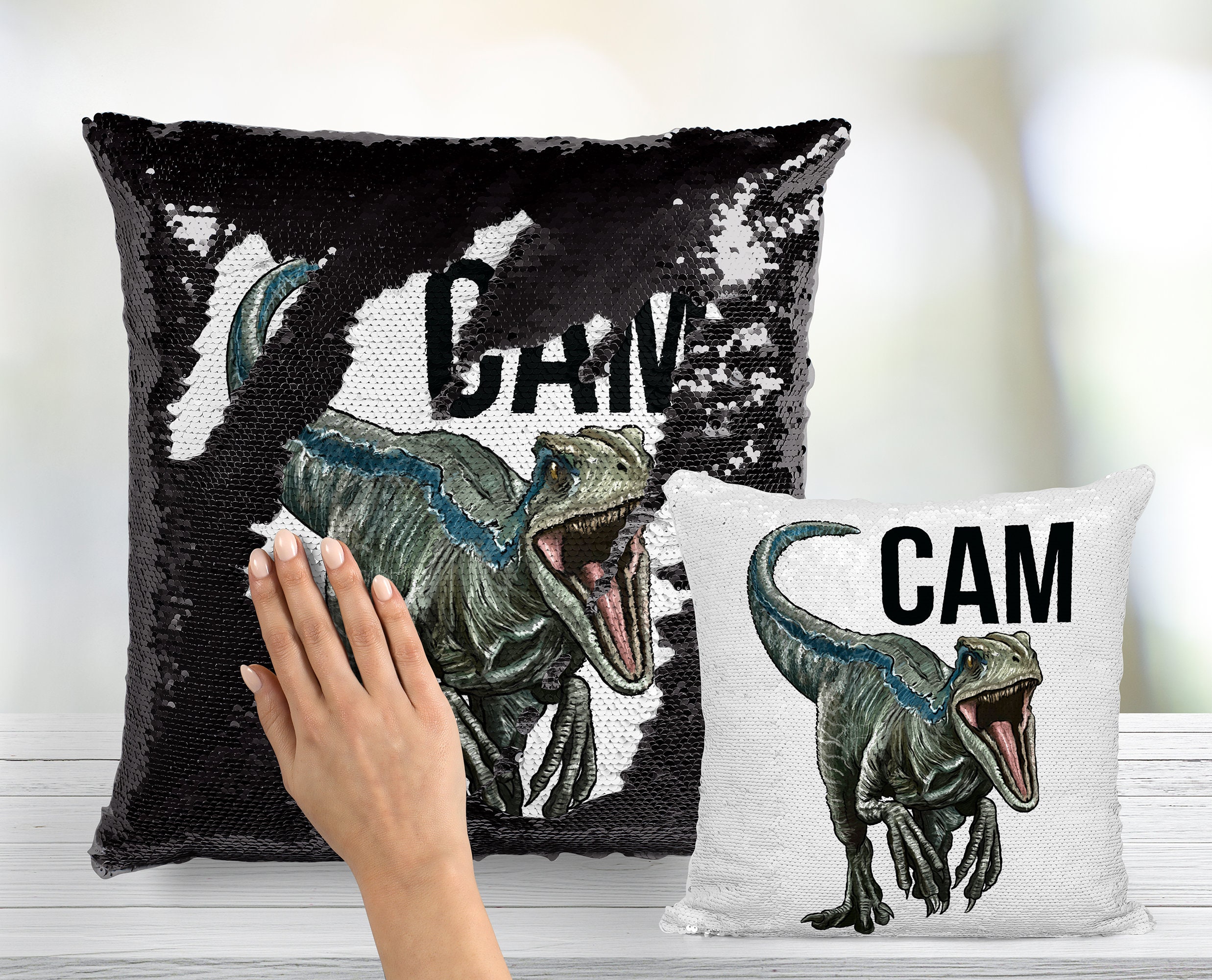 BSDHOME Vert Raptor Vélociraptor Dinosaure Dents en Colère Lézard Fou  Carnivore Griffes Taie d'Oreiller Taie d'Oreiller 18 X 18 Pouces Jeter des  Taies d'Oreiller 