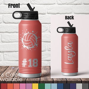 32 oz Volleyball Player Sports Bottle - Custom Laser Engraved Polar Camel Double Wall Water Bottle No Spill | Volley Ball Grunge Team Gift