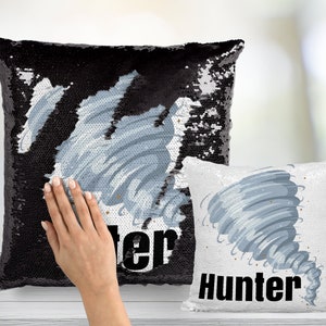 Tornado Pailletten Kissen | Twister Custom Mermaid Kissen - zweifarbige Pailletten für Jungen Schlafzimmer Wetter Thema