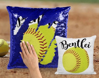 softball sequin pillow