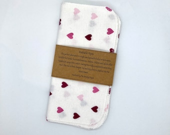 Washable Reusable Eco Friendly Wipes Love Hearts