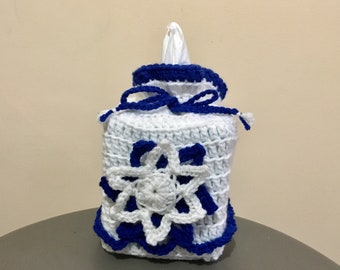 Crocheted Jewish Star Tissue Box Cover - Adorable Handmade Gifts - Decorations Holiday Home Office Decor - FREE SHIPPING