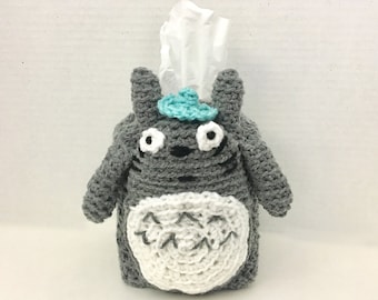 Crocheted Totoro Character Tissue Box Cover - Adorable Handmade Animal Gifts - Decorations Holiday Home Office Decor - FREE SHIPPING