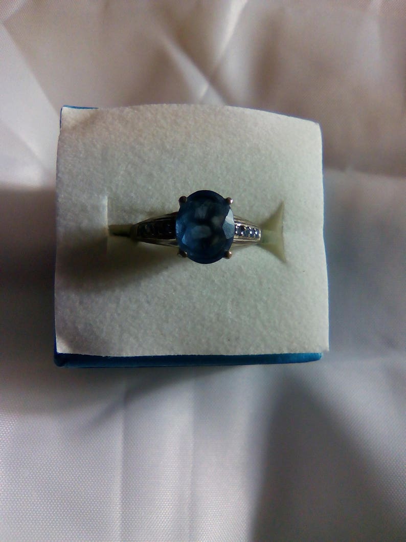 Color Change Blue Fluorite and Sterling Silver Ring OOAK